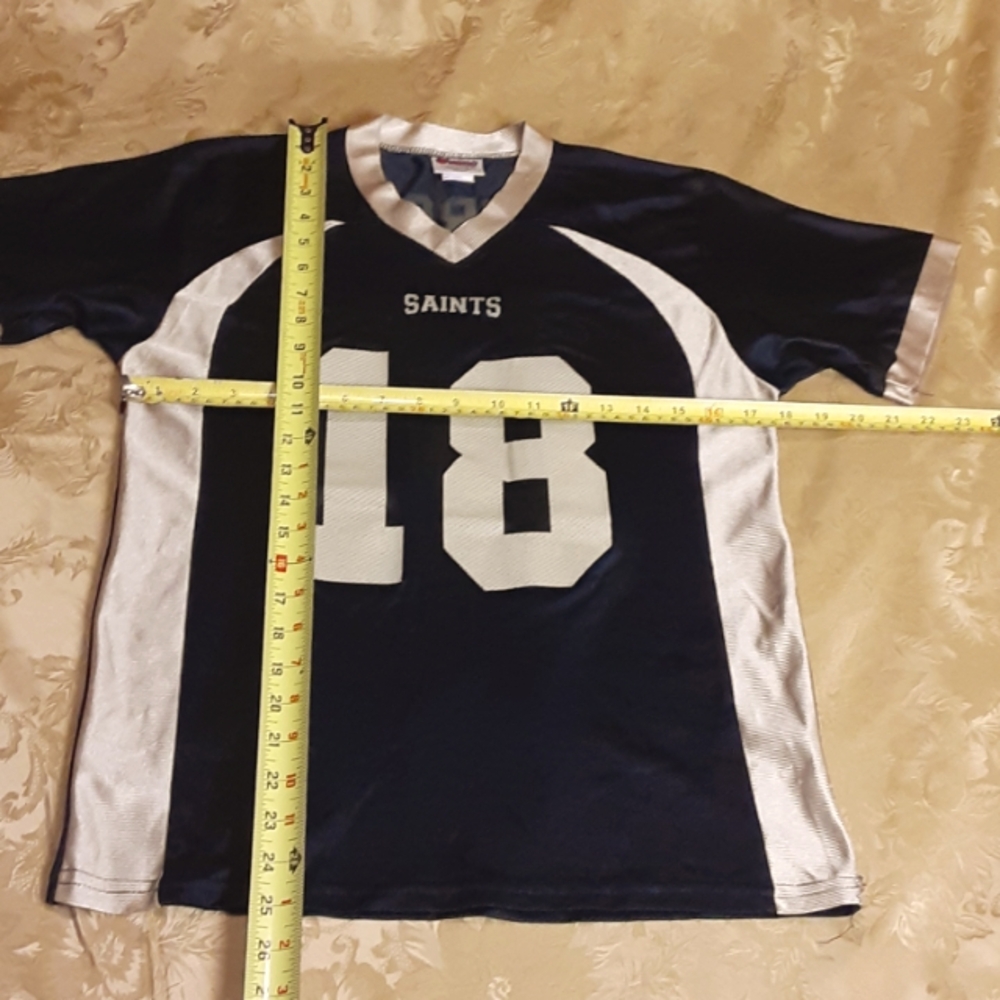 SAINTS New Orleans NFL Jersey Size L Youth 100% POLYESTER Black Gold MADE IN USA